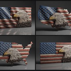 US-Flag-and-Map-Eagle-Pack-©.jpg 3D-Datei USA Flagge und Karte - Adler - Pack - CNC Dateien für Holz, 3D STL Modelle・3D-druckbare Vorlage zum herunterladen