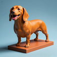 DED-26.4._clea.png 2355 Laughing Dachshund - Color 3D-Printed Statue, pug, dachshund, poodle, rooster, dog, dogue, beagle, peacock, lion, fox, bull terrier, pomeranian, galgo, wolf, doberman pinscher, newfoundland, decorative, STL