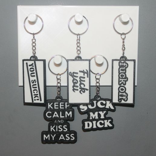 5 Keychains Text Be Mean 3D model