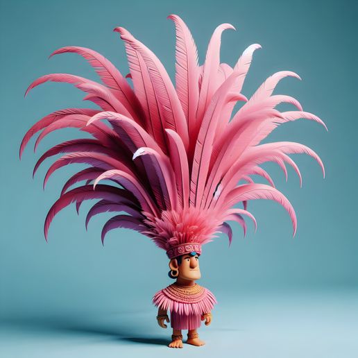 Feather Headdress indigenous flamingo cheif Figurine Stylized Tribal Inspired Design