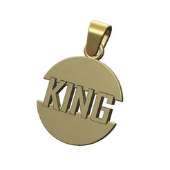 KING-split-round-pendant-charm-00.jpg STL file King split round pendant with bail 3D print model・3D print model to download
