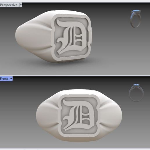 Anillo letra D 3D model