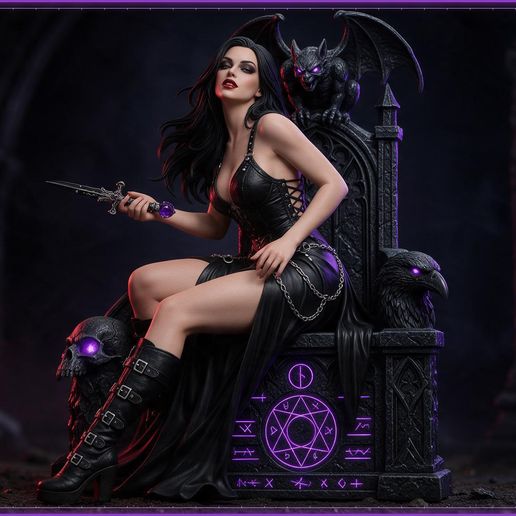 Gothic Vampire Queen STL - Gargoyle Throne Statue