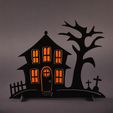 2023_10_27_Halloween_Ghost_Houses_0023.jpeg 4x Scary Halloween Flat House Backlit Decoration SET