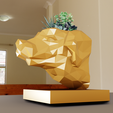 dashund-bust-low-poly-planter-2.png Dachshund dog bust low poly planter STL 3d print file flower vase