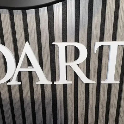 Large DARTS sign with twist tabs to display on Acoustic Wood Panels 3D model preview