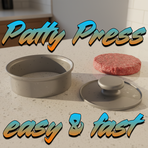 Untitled-1.png QuickPrint Burger Patty Press – Fast & Easy 3D Printable Kitchen Tool