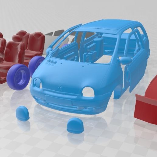 Renault Twingo 1993 – STL Car Model with Multiple Separate Parts