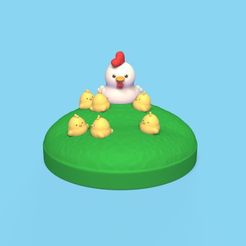 Cod27-Hen-and-cute-chicks-1.jpeg 3D-Datei Henne und niedliche Küken・3D-druckbare Vorlage zum herunterladen