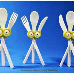 minions-cutlery-set_01.jpg Free STL file Minions eyes-Cutlery set・3D print design to download