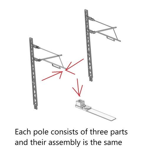 H0-Catenery-pole-Assembly.jpg [Escala ZM H0] Conjunto de pólos básicos de catenária Tipo:A01-A08 FDM