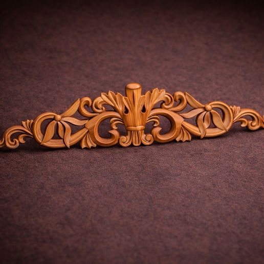 Baroque Crown Acanthus Ornament STL | CNC Furniture Crest Relief File