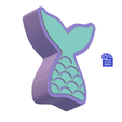 STL00634-3.png 3pc Mermaid Tail Push Mold