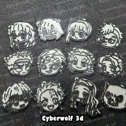 keychains / keychain , 12 models kimetsu no yaiba 3D model