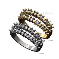 Double-bead-diamond-half-band-size7-8-00.jpg Fichier STL Double rangée de perles en diamant, demi-bandeau d'éternité tailles US 7 et 8 Modèle d'impression 3D・Plan à imprimer en 3D à télécharger
