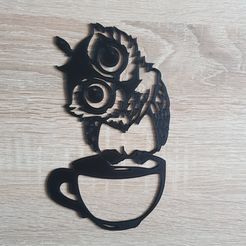 20230114_102226.jpg STL file Owl Coffe Tea Wall Decor・Model to download and 3D print