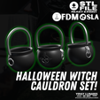 1.png Set of 3 Witches Cauldrons - 3D Printing for Halloween