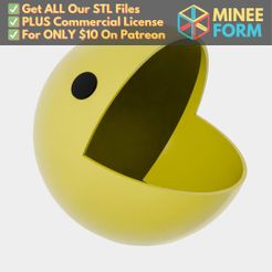 packman-container.jpg Pac Man Coin Key & Trinket Tray with Storage in Mouth MineeForm FDM 3D Print STL File