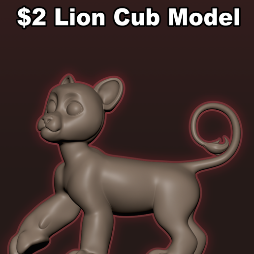 3D Print Ready Lion Cub Model