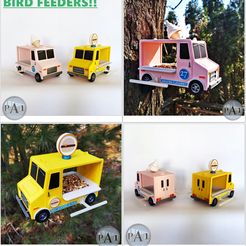 001-tile.jpg STL file BIRD FEEDERS! ICE CREAM AND BURGER TRUCK COMBO!・3D printer design to download