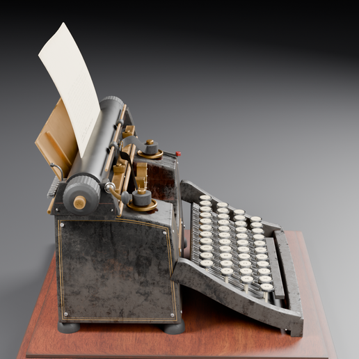 Vintage 1920s Typewriter - Detailed PBR, Subdivision Ready