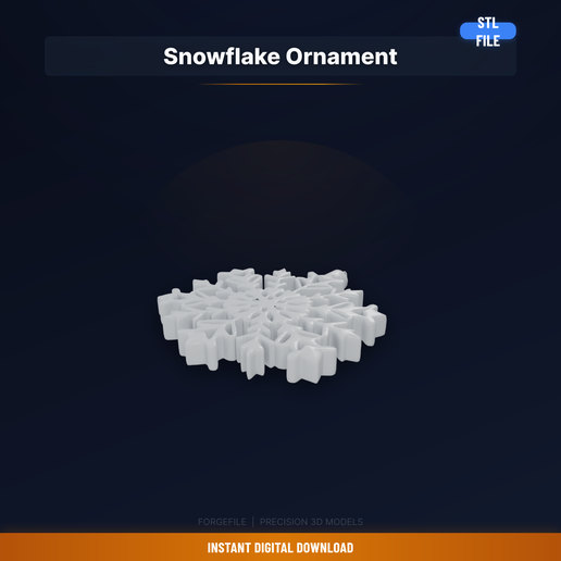Intricate Snowflake Christmas Ornament, Geometric - 3D Printable STL File