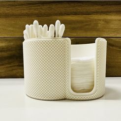 featured_preview_4160cc2b-f944-475e-a941-1c4122793e86.jpeg STL file Textured stand for cotton swabsticks and discs・3D print model to download