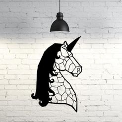 b60f6030128357dbb90159ab6e433e60_display_large.jpg Free STL file Unicorn Wall Sculpture 2D・Model to download and 3D print