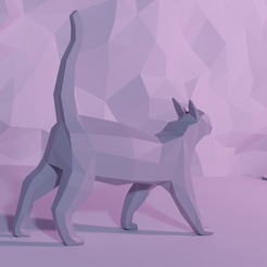 2CatBehind.png 3D file Cat LowPoly・3D printing design to download