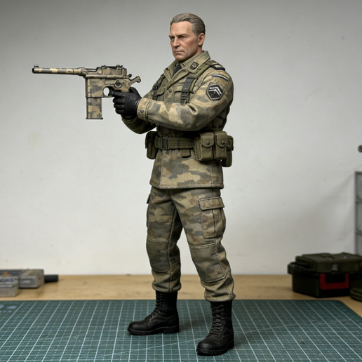 55 PA 3.75-inch Mauser 712 pistol perspective model