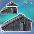 3.jpg Viking wooden building with thatched roof, stone annex and hanging fish (17) - North Northern Norse Nordic Saga 28mm 15mm Medieval Dark Age