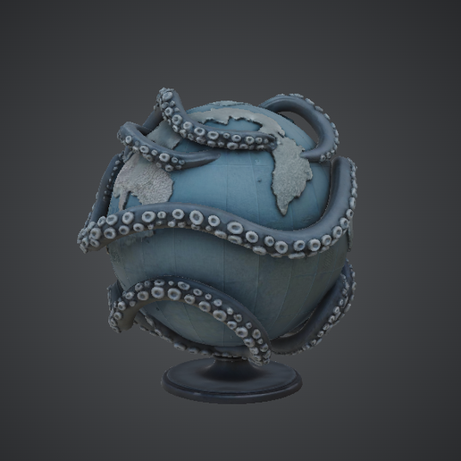Kraken Globe Sculpture – Tentacled World