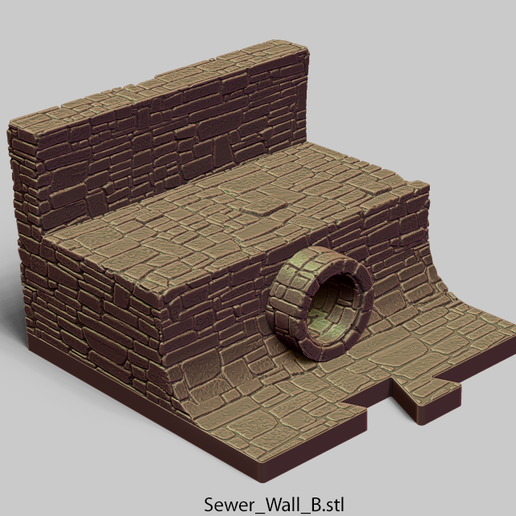 Sewer_Wall_B.png 3D file PuzzleLock Sewers & Undercity・Design to download and 3D print, Zandoria