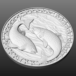 1.jpeg Archivo STL Colgante Zodíaco Piscis 3D・Plan para descargar y imprimir en 3D