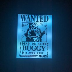 386092790_10159372887672085_406116064050376239_n.jpg STL file Buggy the Clown, One Piece Wanted Poster, LED Light Box・3D print model to download