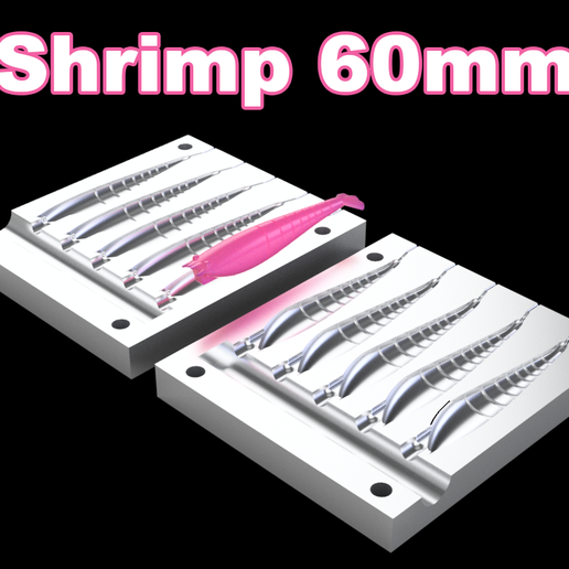 Screen-Shot-2564-12-16-at-00.08.47.png Mold "Shrimp 60 mm." lure. 3D STL file for 3D print.