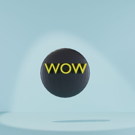 WOW Text Circle Badge - Pop Art Desk & Wall Decor 3D model