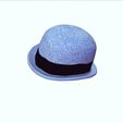 0_00017.jpg HAT 3D MODEL  Top Hat DENIM RIBBON CLOTHING DRESS British Fedora Hat with Belt Buckle Wool Jazz Hat for Autumn Winter Valentino Garavani - Rabbit skin calfskin ribbon antique metal