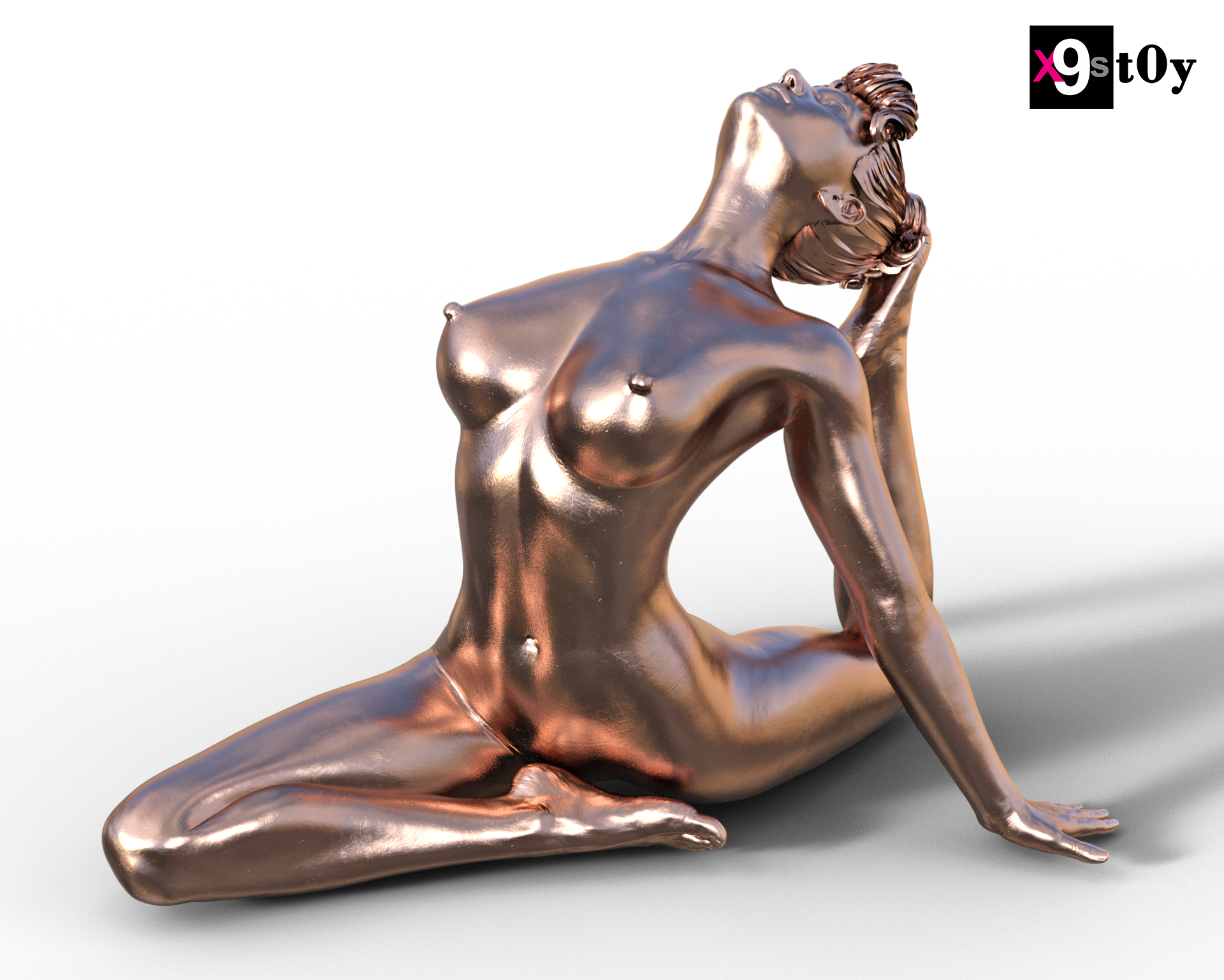 Sculpt-Nude-girl-Yoga-pose-One-Legged-King-Pigeon.png STL file Sculpt Nude girl Yoga pose - One Legged King Pigeon・3D printable model to download, x9s