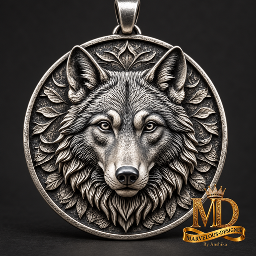 Wolf Relief Coin Pendant
