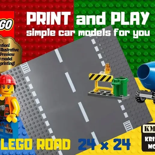 LEGO Road Plate 24x24 | 3D Printable STL 3D model preview