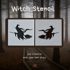 Witch-Stencil.png STL file Halloween - Witch Riding a Broom Stencil・3D printable model to download, 112bluelake