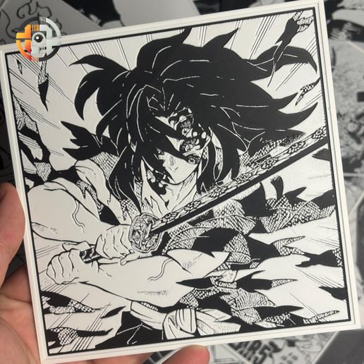 KOKUSHIBO | DEMON SLAYER - WALL ART - DESK DECORATION - HUEFORGEENTHUSIAST - MANGA PANEL - 3D model önizlemesi