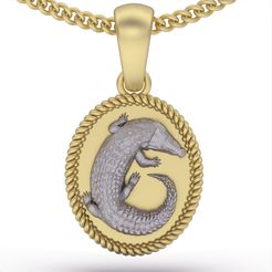 keyshot-jewelry-scene-setup-set-3.8097.jpg STL file Crocodile pendant・3D printable model to download