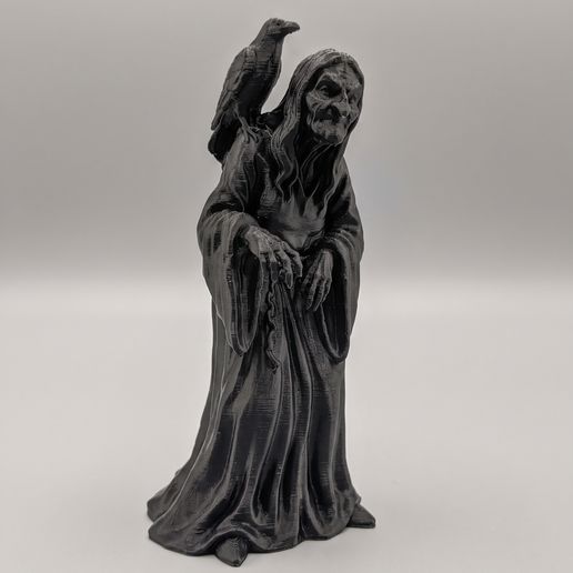 Gothic Witch with Raven STL, 1:12 Scale Dollhouse Miniature, 3D Printable Witch Figure, Gothic Decor, Digital STL File