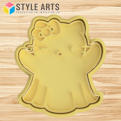 HELLO-KITTY-FANTASMA.png STL file Hello Kitty Ghost Cookie Cutter - Halloween Cookies・3D print design to download