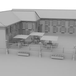 Village_Town_01_Render_01.jpg STL file Terrace Bar Town and City // Design 03・Template to download and 3D print