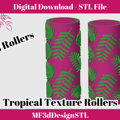 1.png Tropical Leaf Texture Roller Digital STL File for Polymer Clay | DIY Jewelry and Cookie Making Tool