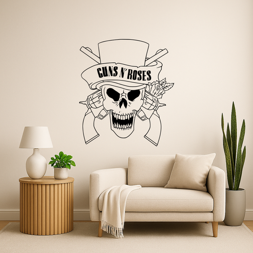 💀 Guns N' Roses Guns N Roses Skull Wall Art Framed・ 3D File for 3D ...