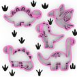 cutters.jpg PACK 5 LARGE DINOSAURS - 9CM COOKIE CUTTER - COOKIE DOUGH OR DINOSAUR FONDANT